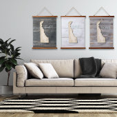 Delaware Rustic Wood Wall Tapestry Coastal Decor Wandteppich Mit Holzrahmen