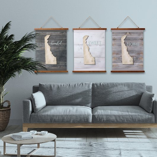 Delaware Rustic Wood Wall Tapestry Coastal Decor Wandteppich Mit Holzrahmen
