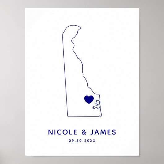 Delaware-Schild, Hochzeit oder Empfangsbegrüßung Poster (Vorne)