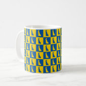 Delaware Silhouette Pop Art Blue Yellow Pattern Kaffeetasse (Vorderseite Links)