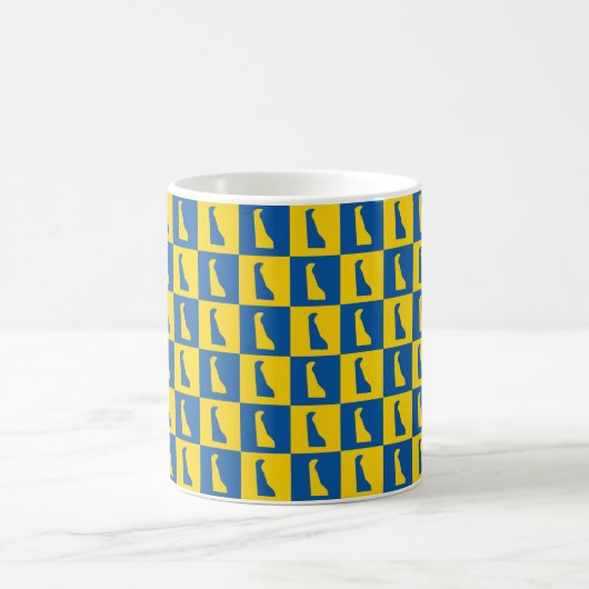Delaware Silhouette Pop Art Blue Yellow Pattern Kaffeetasse (Mittel)