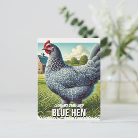 Delaware Staat Bird Blue Hen Postkarte (Stehend Vorderseite)