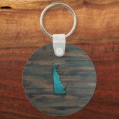 Delaware-Staat Form Aquamarin Schlüsselanhänger (Vorderseite)