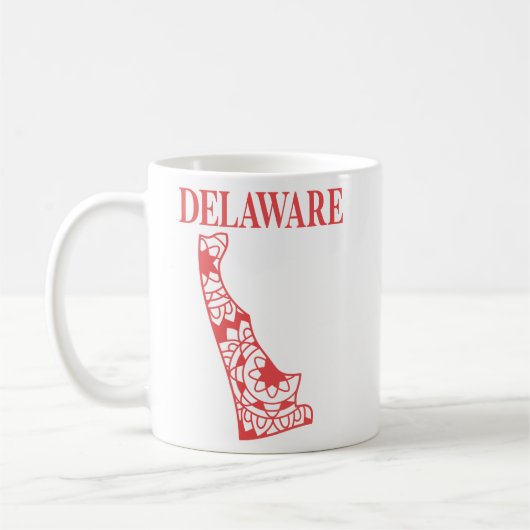 Delaware Staat mandala map, Made in Delaware Kaffeetasse (Links)