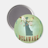 Delaware Staat Map - Green Magnet (Vorderseite/Rückseite)