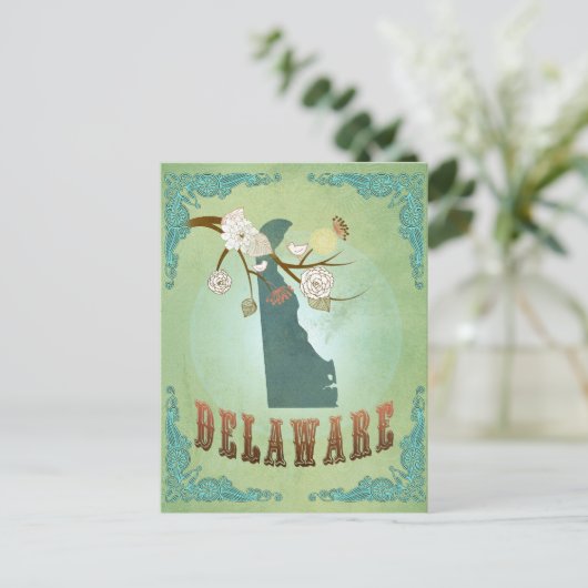 Delaware Staat Map - Green Postkarte (Stehend Vorderseite)