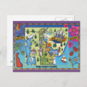 Delaware Staat Map Postcard Postkarte (Vorne/Hinten)