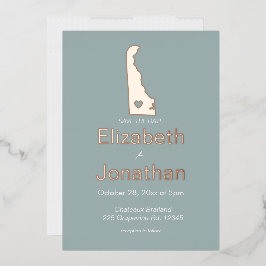 Delaware Staat Map Save the Date Rosen Gold Folieneinladung