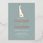 Delaware Staat Map Save the Date Rosen Gold Folieneinladung (Vorderseite)