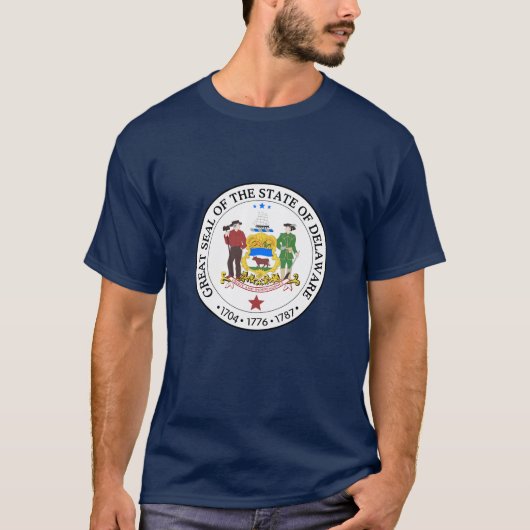 Delaware Staat Siegel Emblem T - Shirt (Vorderseite)