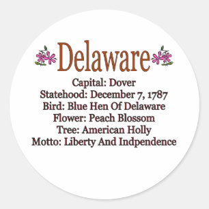 Delaware-Staats-Info-Aufkleber Runder Aufkleber