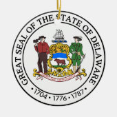 Delaware-Staats-Siegelamerika-Republiksymbolflagge Keramikornament (Vorne)
