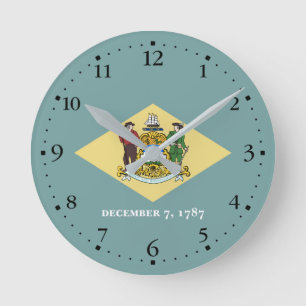 Delaware-Staatsflagge Runde Wanduhr