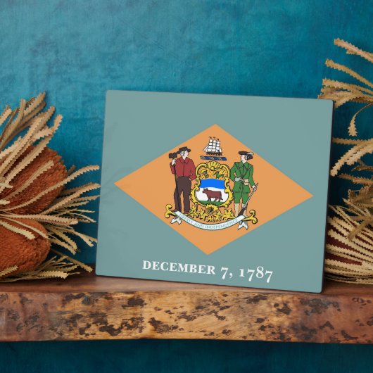 Delaware State Flag Plaque Fotoplatte (Seite)
