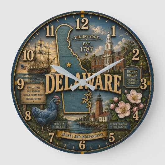 Delaware State Heritage Große Wanduhr (Vorderseite)