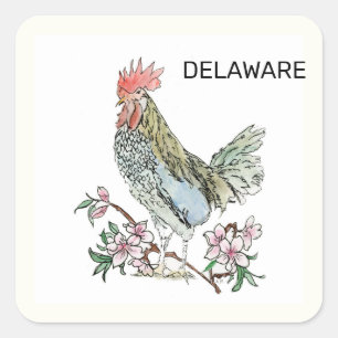 Delaware und Blume des Staat Quadratischer Aufkleber