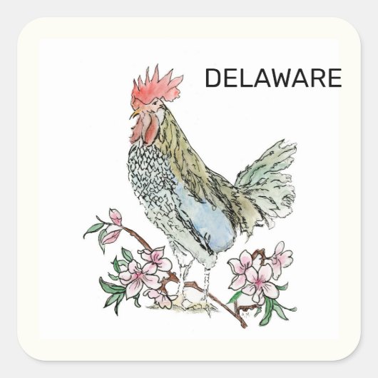 Delaware und Blume des Staat Quadratischer Aufkleber (Vorderseite)