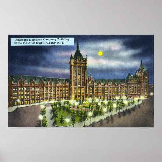 Delaware und Hudson Co. Gebäude in der Nacht Poster (Vorne)