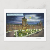 Delaware und Hudson Co. Gebäude in der Nacht Postkarte (Vorderseite)