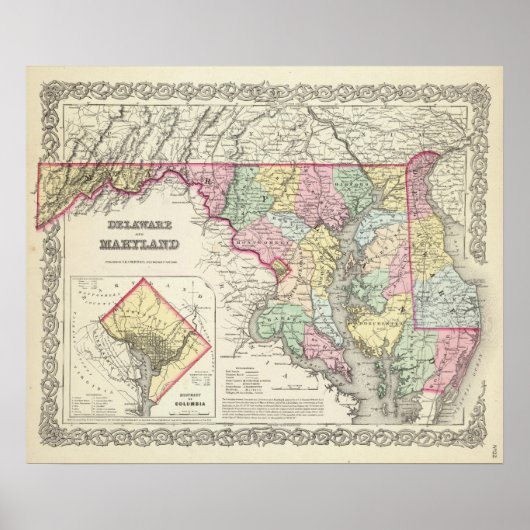 Delaware und Maryland mit District of Columbia Poster (Vorne)