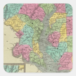 Delaware und Maryland Quadratischer Aufkleber