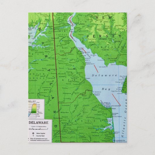 Delaware- und New-Jersey-Karte Postkarte (Vorderseite)