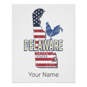 Delaware United Staaten Retro Staat Map Vintag USA Poster