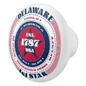 Delaware US Staat Red White Blue Typografy Keramikknauf (Rechts)