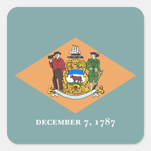 Delaware, US-Staatsflagge der Diamond Quadratischer Aufkleber (Vorderseite)