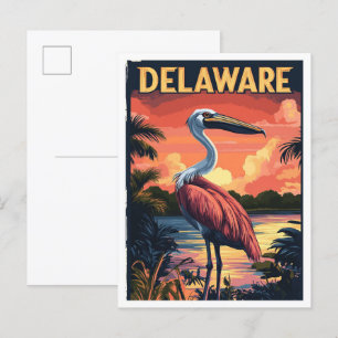 Delaware USA Art Vintag Illustration Travel Postkarte