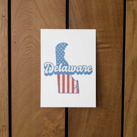 Delaware USA Map American Flag Postkarte