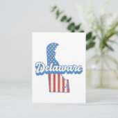 Delaware USA Map American Flag Postkarte (Stehend Vorderseite)