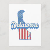 Delaware USA Map American Flag Postkarte (Vorderseite)