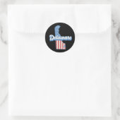 Delaware USA Map American Flag Runder Aufkleber (Tasche)