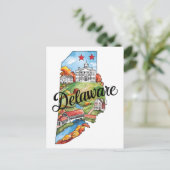 Delaware USA State Vintage Wasserfarben Postkarte (Stehend Vorderseite)