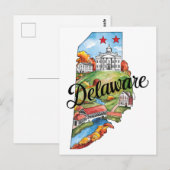 Delaware USA State Vintage Wasserfarben Postkarte (Vorne/Hinten)