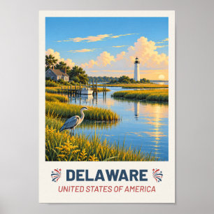 Delaware USA – Vintage Reiseplakat Poster