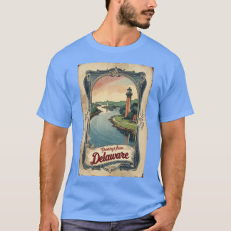 Delaware USA Vintage Travel Retro Postcard Design T-Shirt