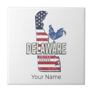 Delaware Vereinigte Staaten Retro-Staatskarte Vint Fliese