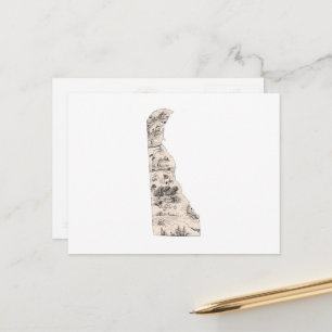 Delaware Vintag Picture Map Antik Staat Chart Postkarte