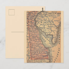 Delaware Vintag Staat Map Postkarte