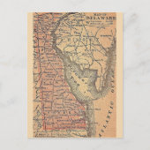 Delaware Vintag Staat Map Postkarte (Vorderseite)