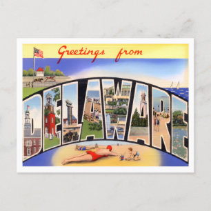 Delaware Vintage Große Buchstaben Postkarte
