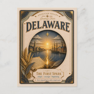 Delaware Vintage Paper Cut American Arcana Postkarte