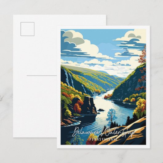 Delaware Water Gap vintage travel Illustration Postkarte (Vorne/Hinten)