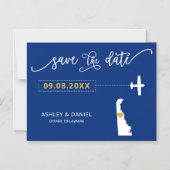 Delaware Wedding Save the Date Card, Map Magneteinladung (Vorderseite)