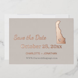 Delaware Wedding Save the Date Rose Gold Folieneinladung