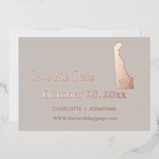 Delaware Wedding Save the Date Rose Gold Folieneinladung (Briefumschlag)