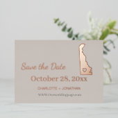 Delaware Wedding Save the Date Rose Gold Folieneinladung (Stehend vorne)