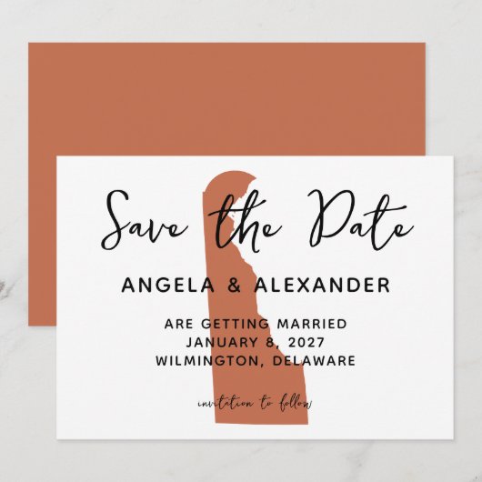 Delaware Wedding Terracotta Save The Date (Vorne/Hinten)